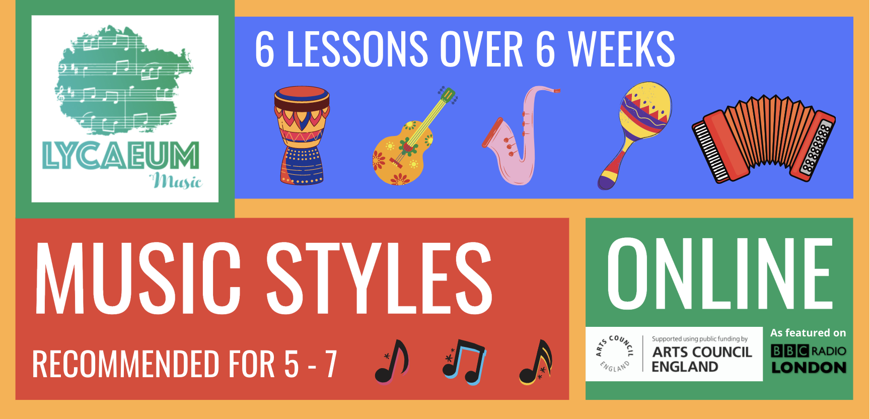 music styles (5-7yo's) - 6-week online course - pick your weekly time slot