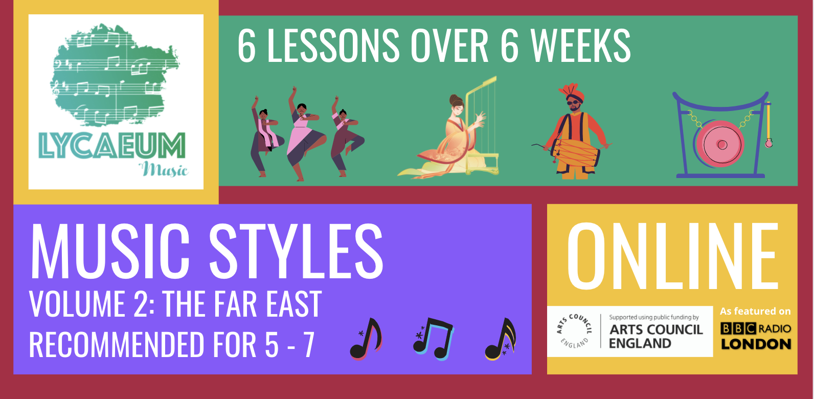 music styles - volume 2: the far east (5-7yo's) - 6-week online course - pick your weekly time slot