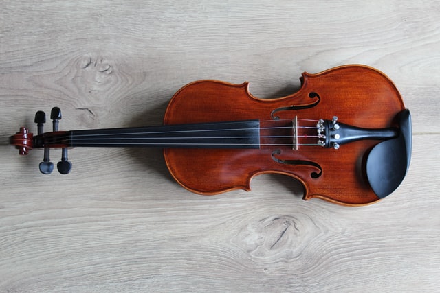 violin on wooden background