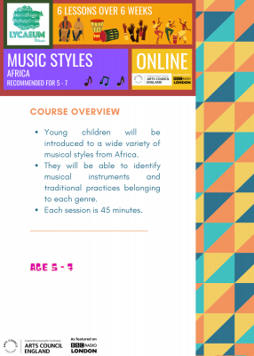 music styles: africa (5 - 7yo) - pick your weekly time slot