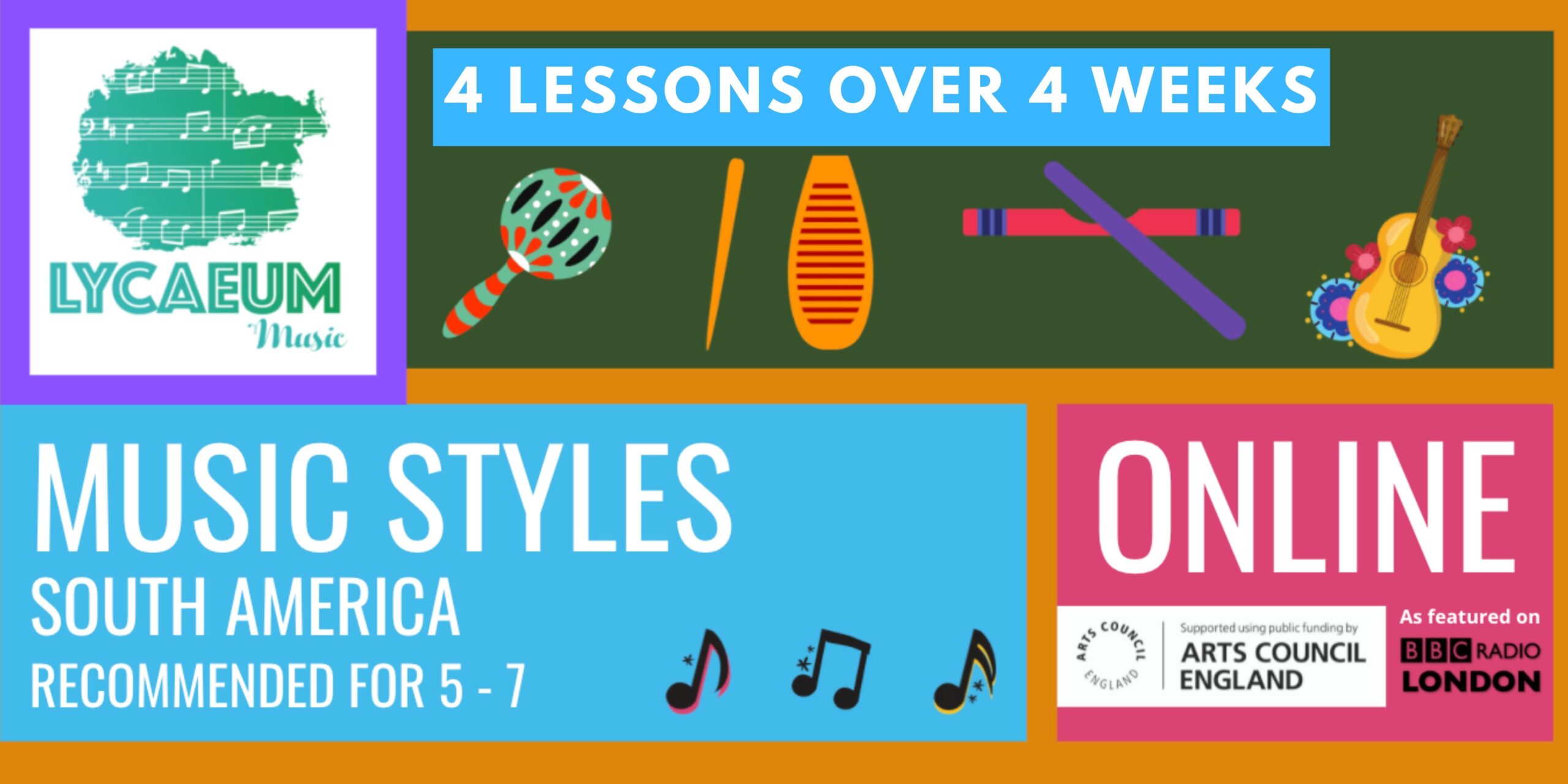 music styles: south america (5 - 7yo) - pick your weekly time slot