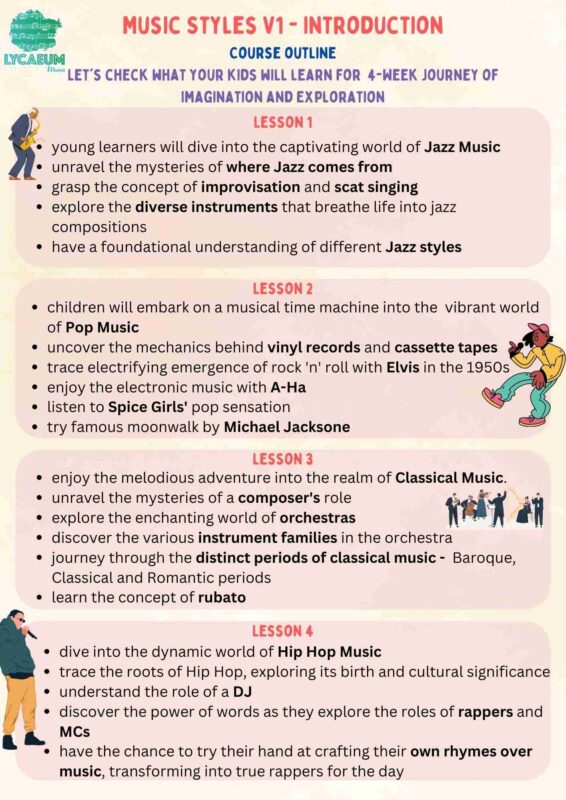 music styles: an introduction (5 - 7yo) - pick your weekly time slot