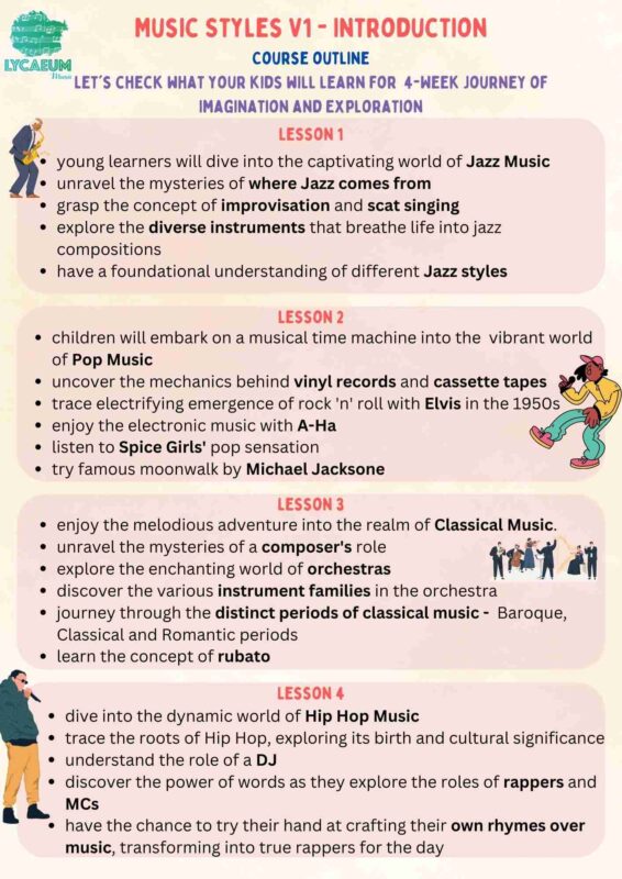 Music Styles: An Introduction (5 - 7yo) - Pick your weekly time slot